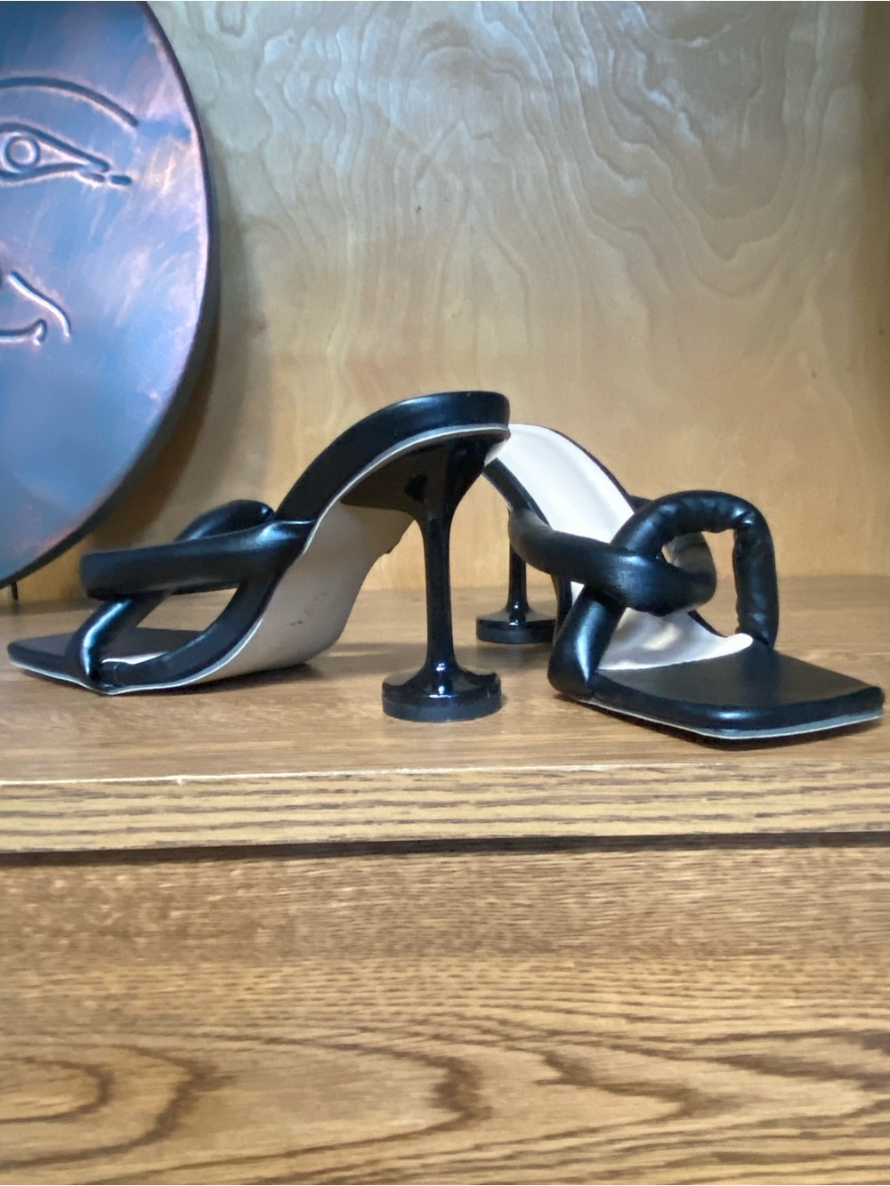 Women’s Black Cross Straps Slide Heels | Size 8US / 38EU NEVER WORN